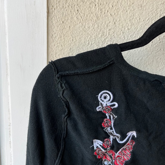 Lucky Thirteen Rockabilly Button-up CardiganSweater Embroidered Anchor L black - Picture 6 of 10